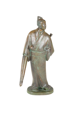 Mid-Century Japanese Bronze Samurai Signed Zhi Yi Zuo