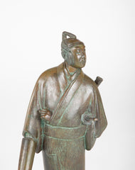 Mid-Century Japanese Bronze Samurai Signed Zhi Yi Zuo