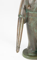 Mid-Century Japanese Bronze Samurai Signed Zhi Yi Zuo