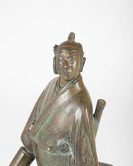 Mid-Century Japanese Bronze Samurai Signed Zhi Yi Zuo
