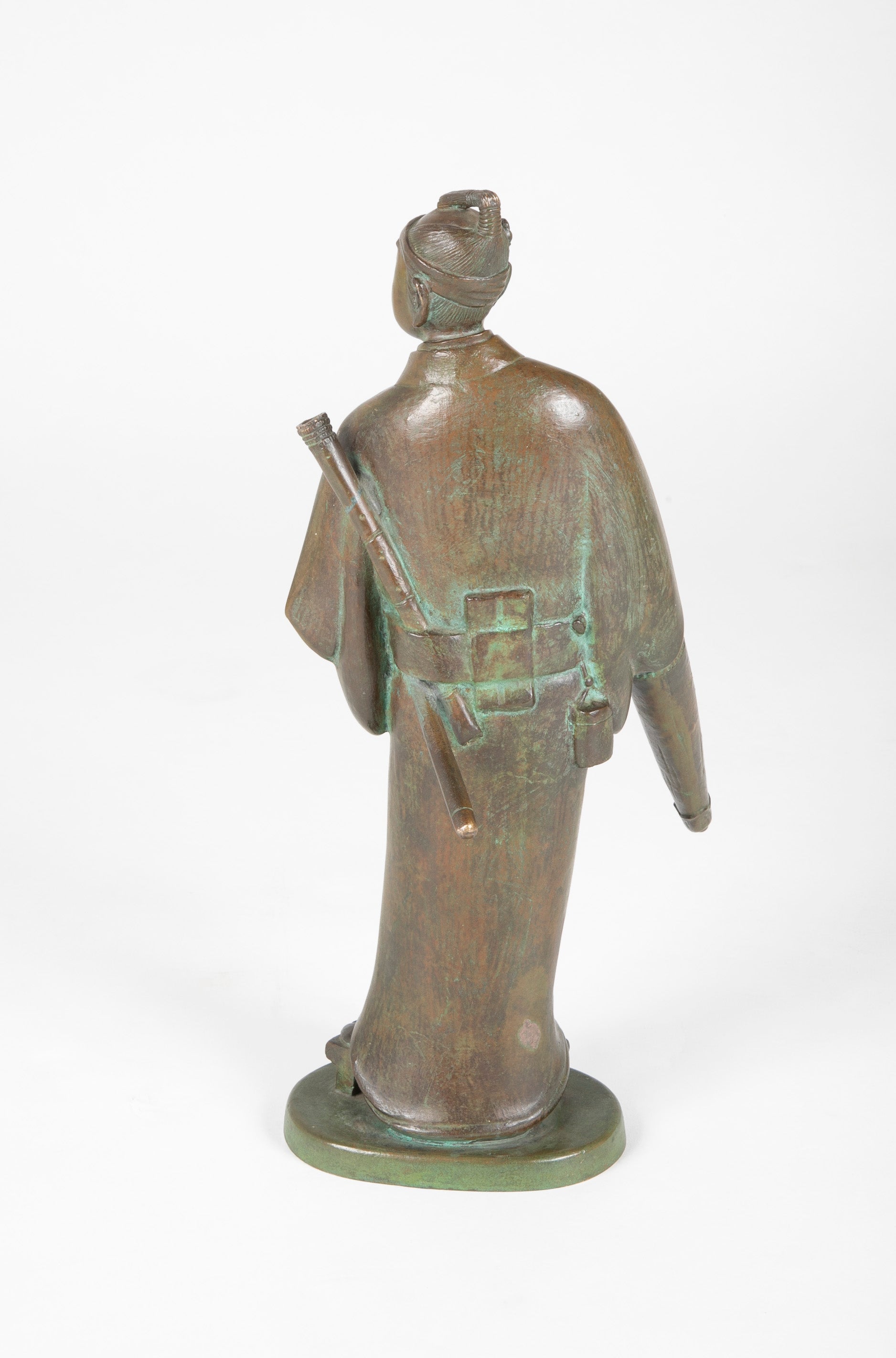 Mid-Century Japanese Bronze Samurai Signed Zhi Yi Zuo