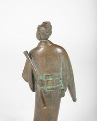 Mid-Century Japanese Bronze Samurai Signed Zhi Yi Zuo