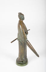 Mid-Century Japanese Bronze Samurai Signed Zhi Yi Zuo