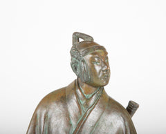 Mid-Century Japanese Bronze Samurai Signed Zhi Yi Zuo