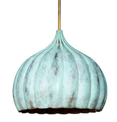 Mughal Brass Hanging Lantern with Verdi Gris Finish