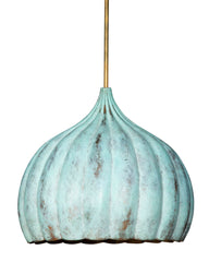 Mughal Brass Hanging Lantern with Verdi Gris Finish