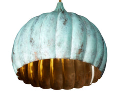 Mughal Brass Hanging Lantern with Verdi Gris Finish