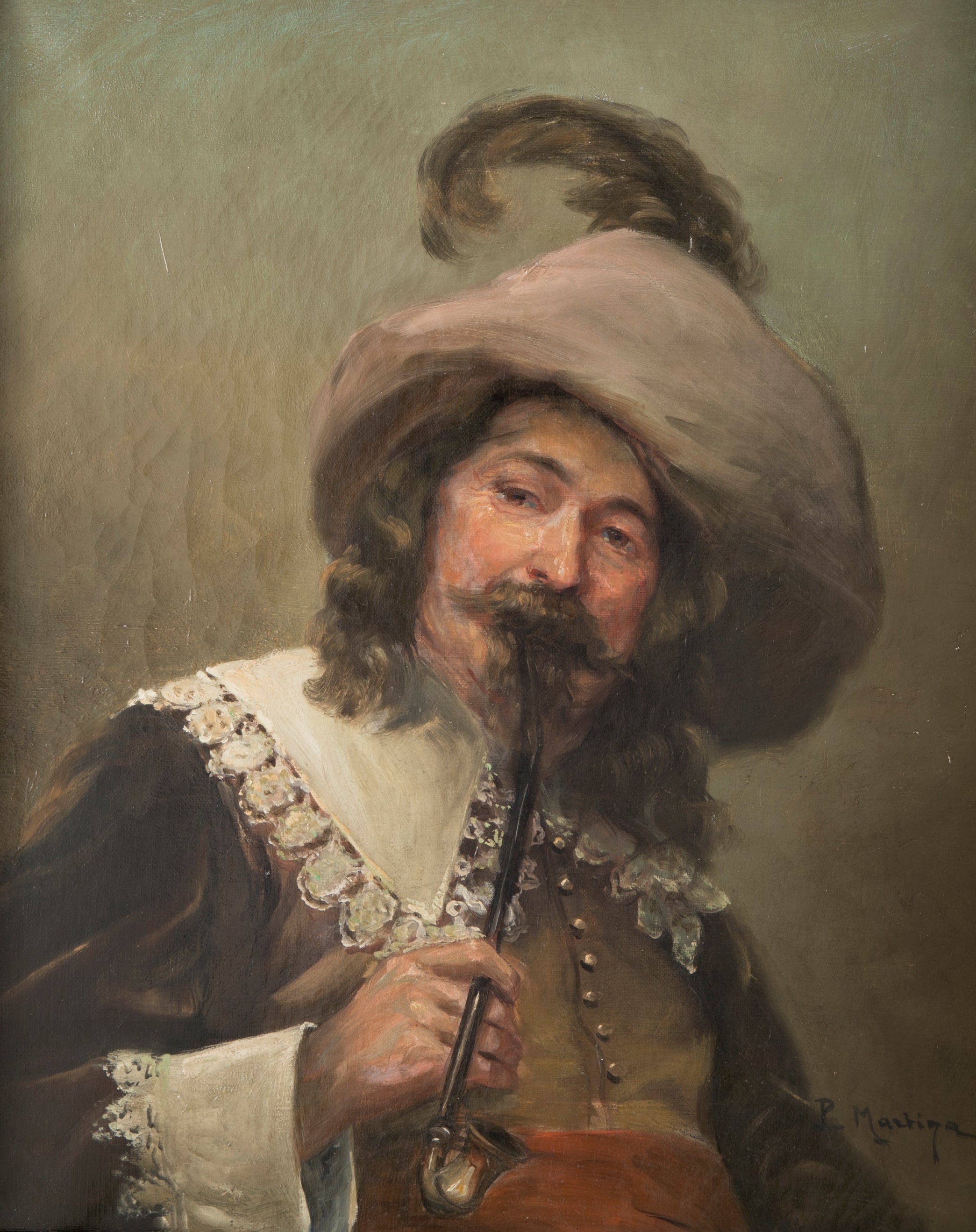 Oil on Canvas of a Cavalier, Signed Maztiga