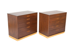 Pair of Leather and Walnut Chests Designed by Edward Wormley for Dunbar