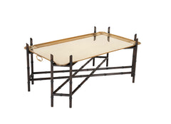 Brass Tray on Faux Bamboo Stand Coffee Table