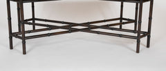 Brass Tray on Faux Bamboo Stand Coffee Table