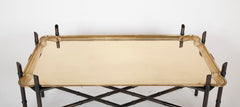 Brass Tray on Faux Bamboo Stand Coffee Table