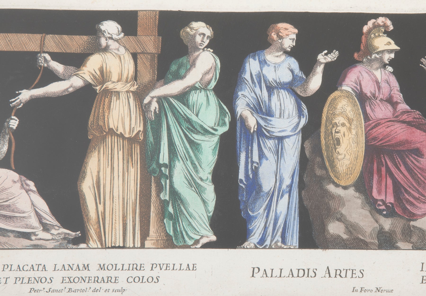 Set of Three Italian Hand Colored Engravings by Bartoli