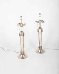 Pair of Frederick Cooper Chrome "Atomic" Lamps with Original Shades