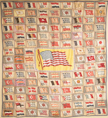 Wall Hanging Composed of Painted Felt Flags