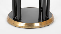Vienna Secessionist Black Lacquer & Hammered Brass Round Lamp Table