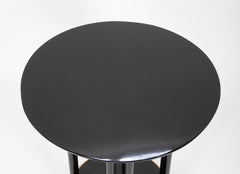 Vienna Secessionist Black Lacquer & Hammered Brass Round Lamp Table