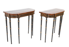 Pair of English Regency Rosewood and Ebonized Console Tables