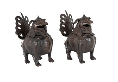 Pair of 19th Century Chinese Bronze Incense Burners
