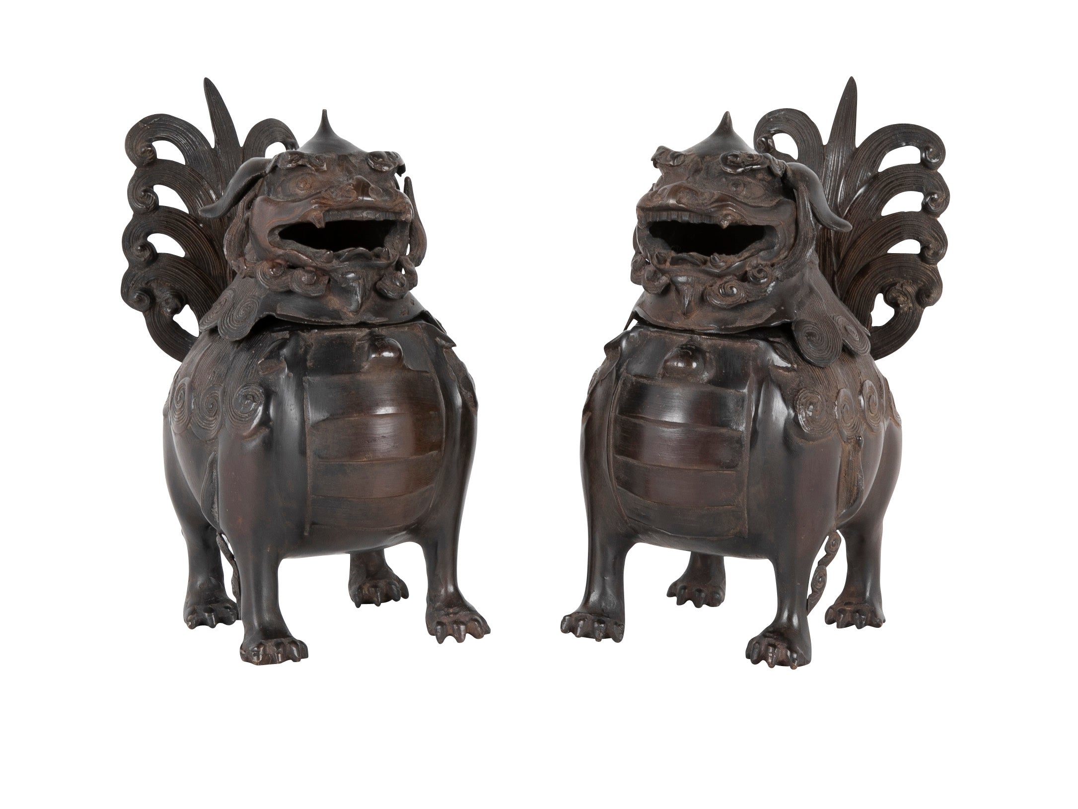 Pair of 19th Century Chinese Bronze Incense Burners Pair of 19th Century Chinese Bronze Incense Burners