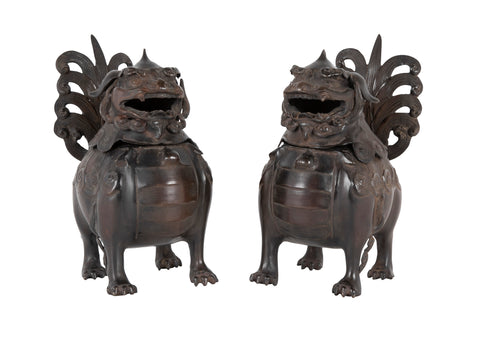 Pair of 19th Century Chinese Bronze Incense Burners