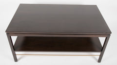 A Custom Edward Wormley for Dunbar Mahogany Library Table with Brass Stretcher