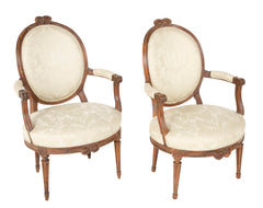 Pair of Louis XVI  Period Oval Back Fauteuil