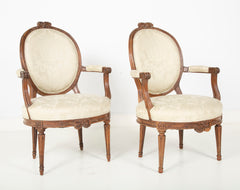 Pair of Louis XVI  Period Oval Back Fauteuil