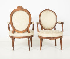 Pair of Louis XVI  Period Oval Back Fauteuil