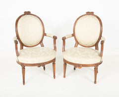 Pair of Louis XVI  Period Oval Back Fauteuil