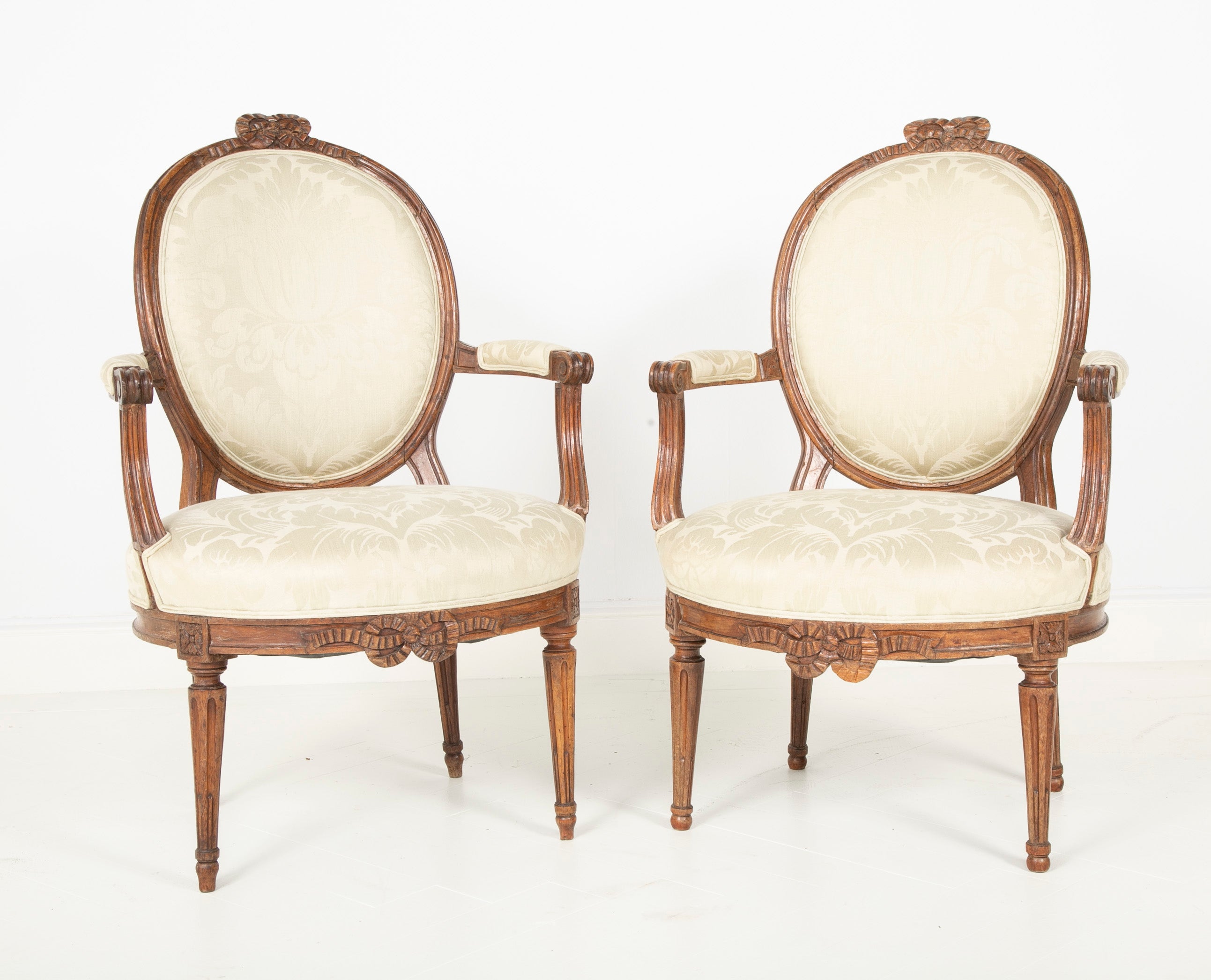 Pair of Louis XVI  Period Oval Back Fauteuil