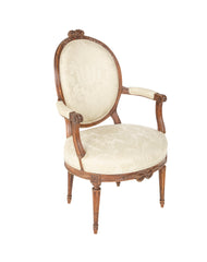 Pair of Louis XVI  Period Oval Back Fauteuil