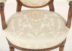 Pair of Louis XVI  Period Oval Back Fauteuil