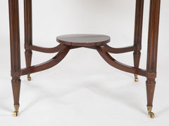 French Mahogany Marble Top Bouillotte Center Table with Brass Gallery