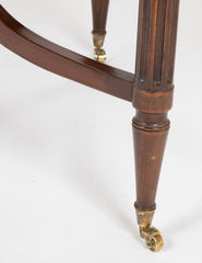 French Mahogany Marble Top Bouillotte Center Table with Brass Gallery