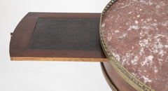 French Mahogany Marble Top Bouillotte Center Table with Brass Gallery