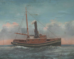 Unusual Diorama with Very Detailed Tug Boat & Painted Scenery