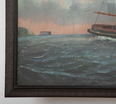 Unusual Diorama with Very Detailed Tug Boat & Painted Scenery