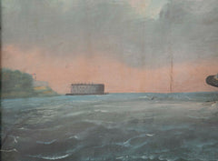 Unusual Diorama with Very Detailed Tug Boat & Painted Scenery