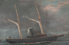 Exceptional Diorama of Steam/Sailing Vessel off Sandy Hook Lightship