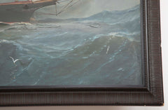 Exceptional Diorama of Steam/Sailing Vessel off Sandy Hook Lightship
