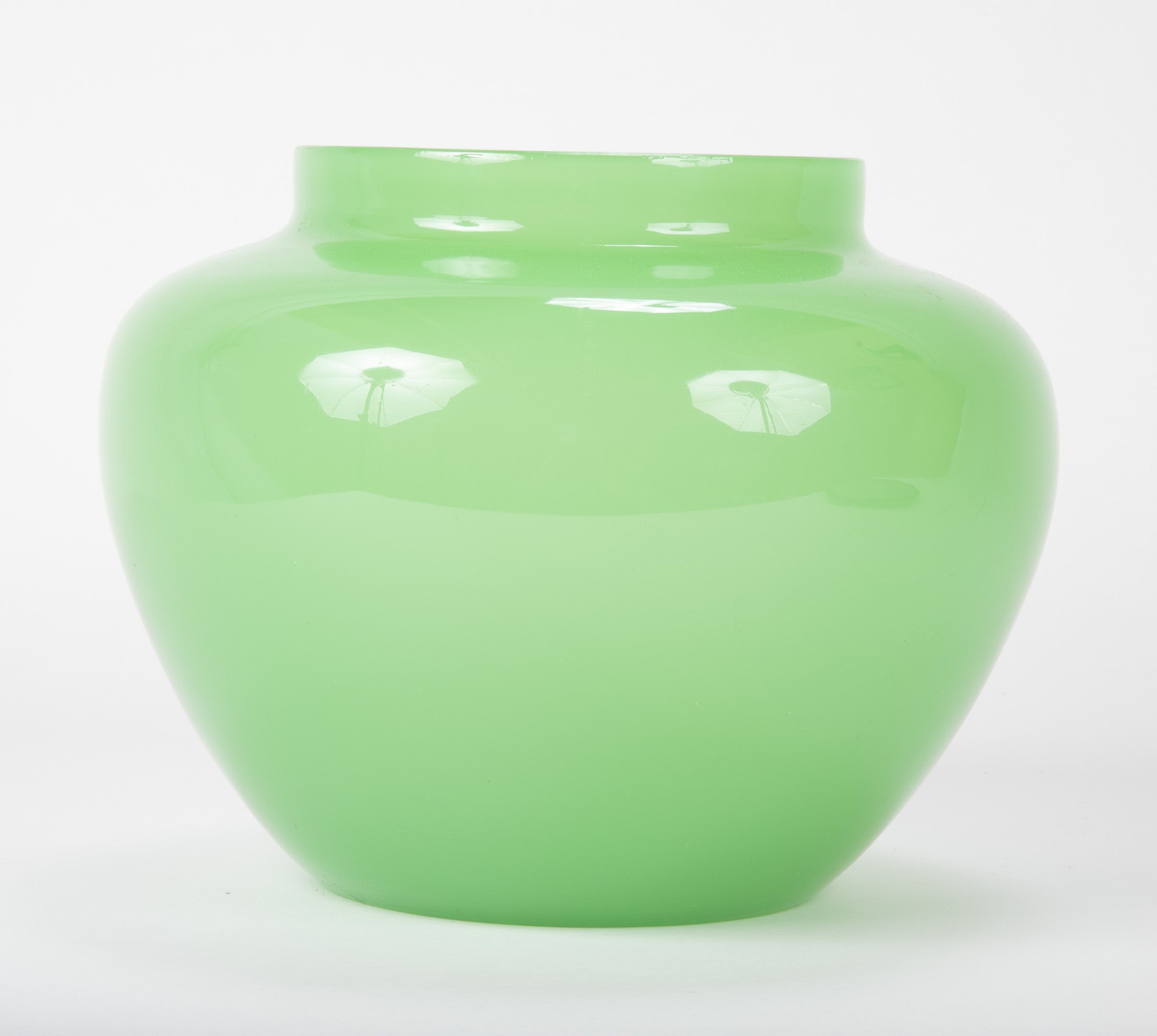 Steuben Green Vase with Stand Up Rim