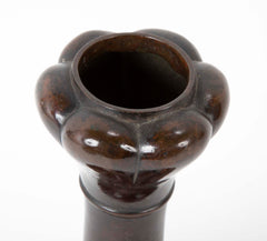 "Garlic Top" Long Neck Patinated Bronze Vase