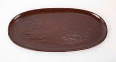 Modern Japanese Carved Dark Lacquer Tray