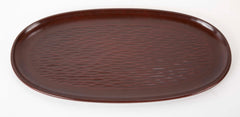 Modern Japanese Carved Dark Lacquer Tray