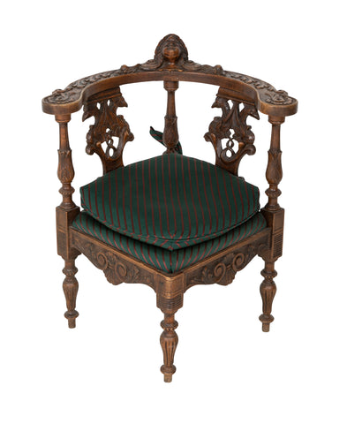 Wonderfully Carved 19th Century Italian Walnut Corner Chair