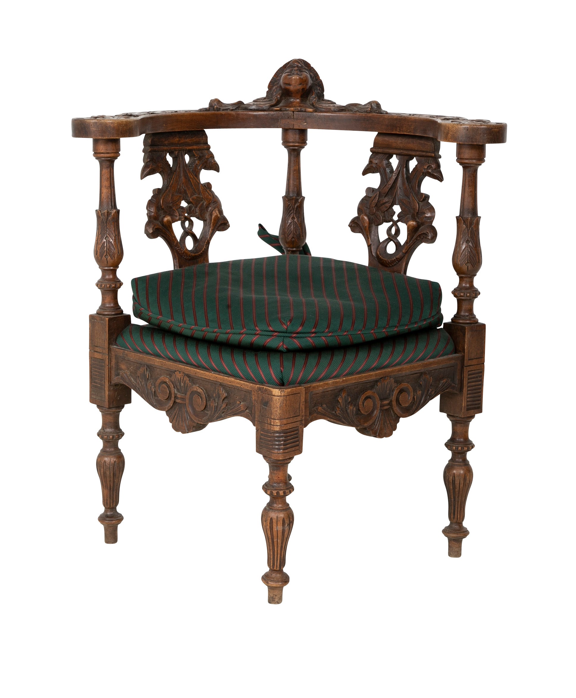 Wonderfully Carved 19th Century Italian Walnut Corner Chair