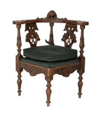 Wonderfully Carved 19th Century Italian Walnut Corner Chair
