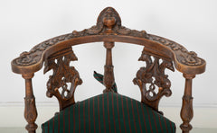 Wonderfully Carved 19th Century Italian Walnut Corner Chair