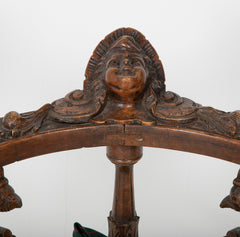 Wonderfully Carved 19th Century Italian Walnut Corner Chair